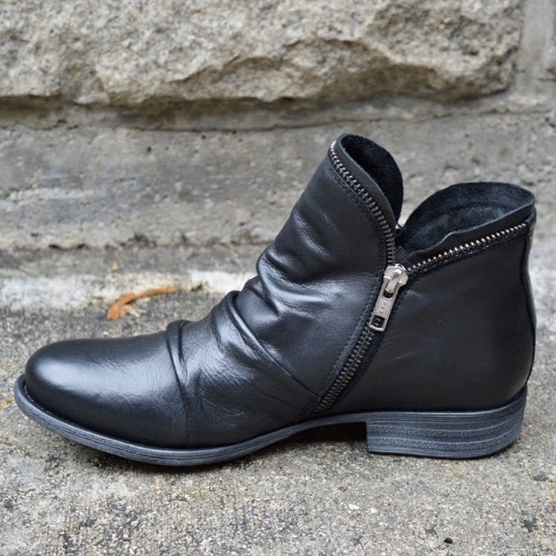 Bottines en cuir avec fermeture éclair